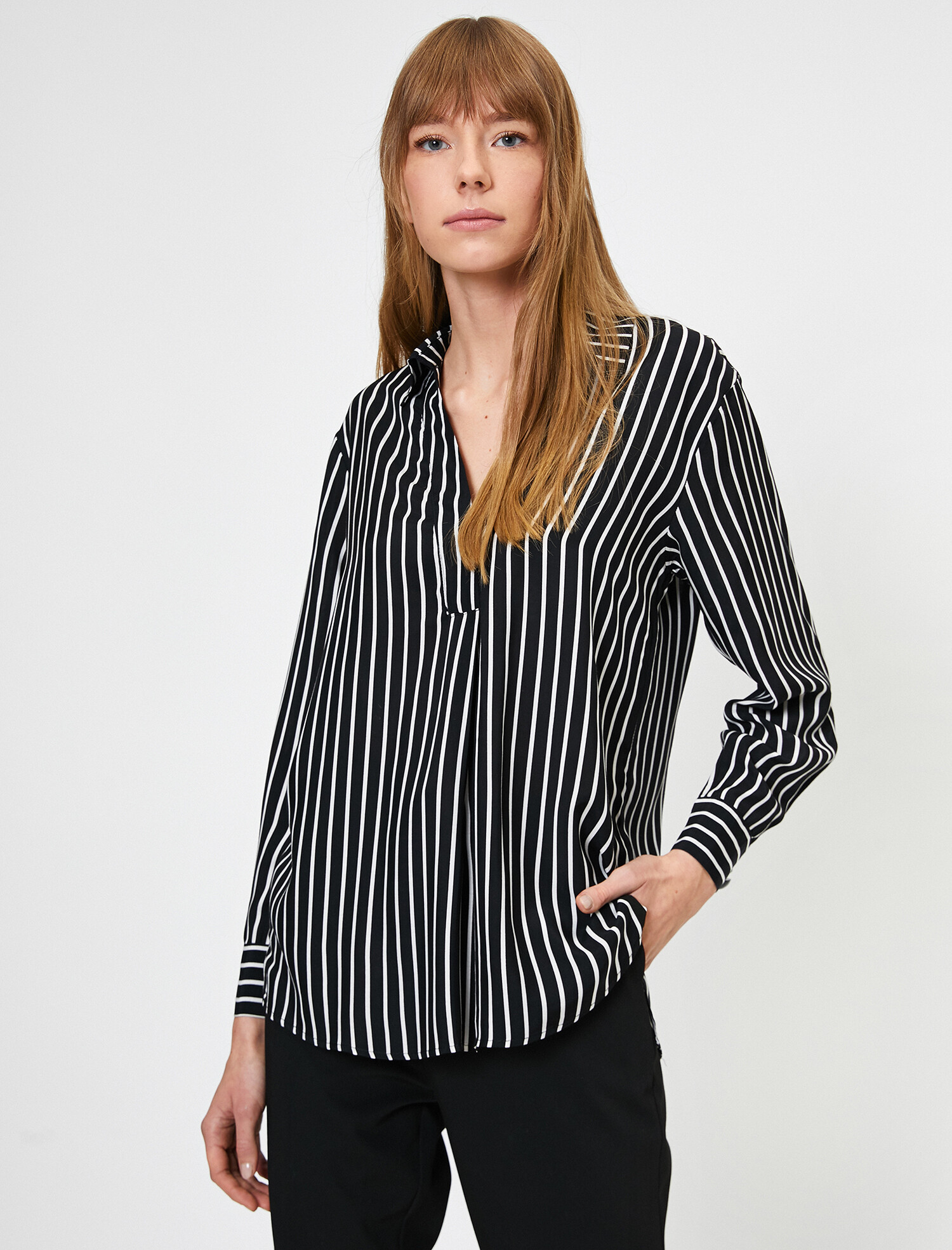 

Блузка Koton 0KAK68574PW-18N  Black Stripe, Блузка Koton 0KAK68574PW-18N 34 Black Stripe