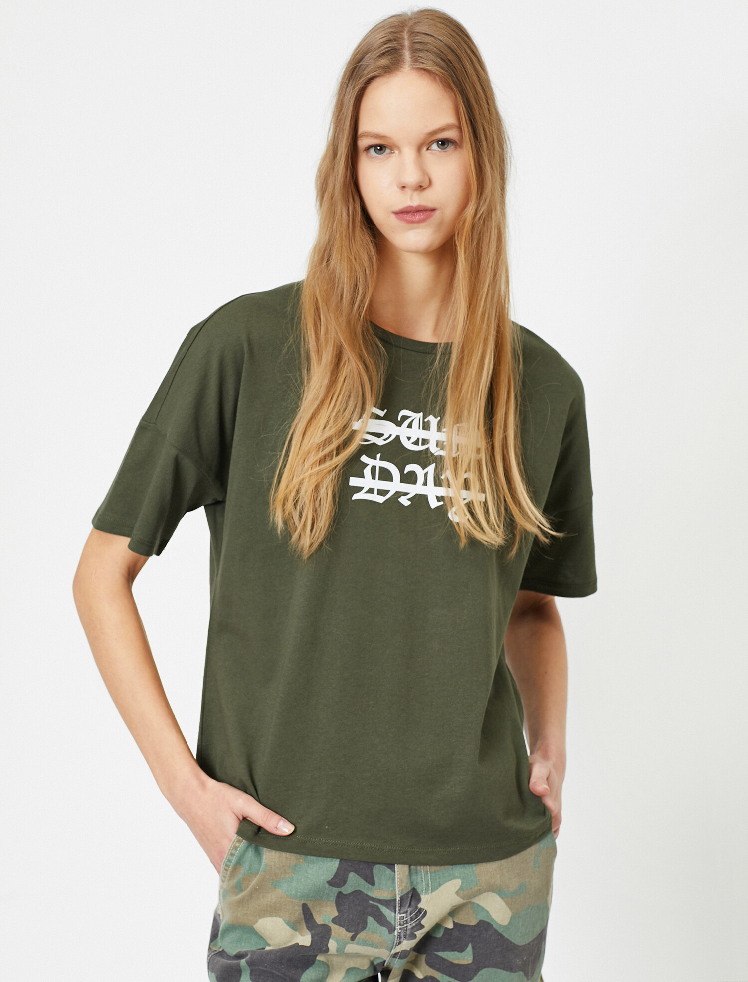 

Футболка Koton 0KAL18529IK-850  Khaki, Футболка Koton 0KAL18529IK-850 M Khaki