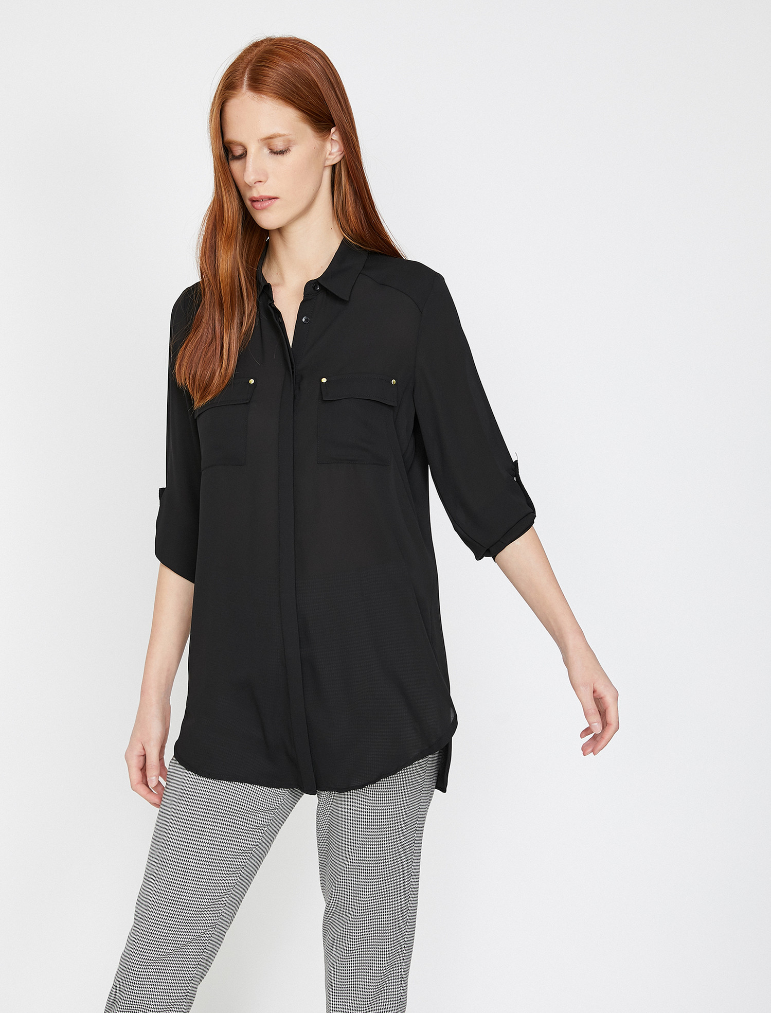 

Рубашка Koton 0KAK68951PW-999  Black, Рубашка Koton 0KAK68951PW-999 38 Black