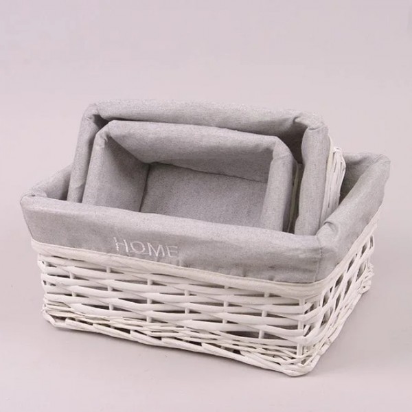 

Комплект белых корзин с тканью 3 шт. Flora 38048