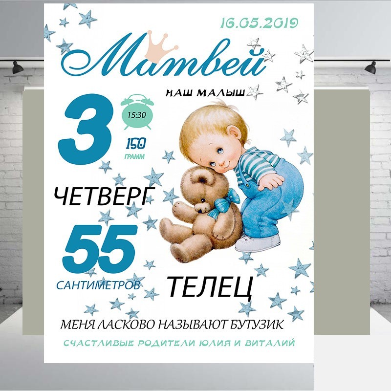 

Банер " Хлопчик метрика" 2000х2000 мм+ тубус