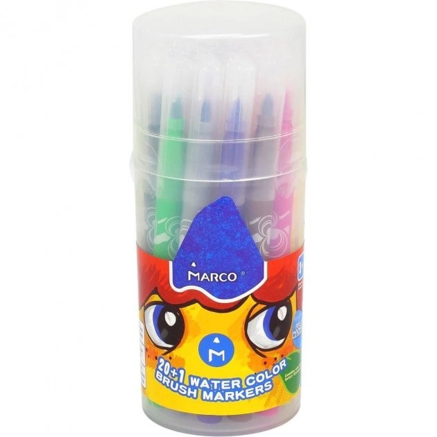 

Фломастеры-кисточка Marco Super Washable смываемые водой на водной основе, 21 цвет 1633-21