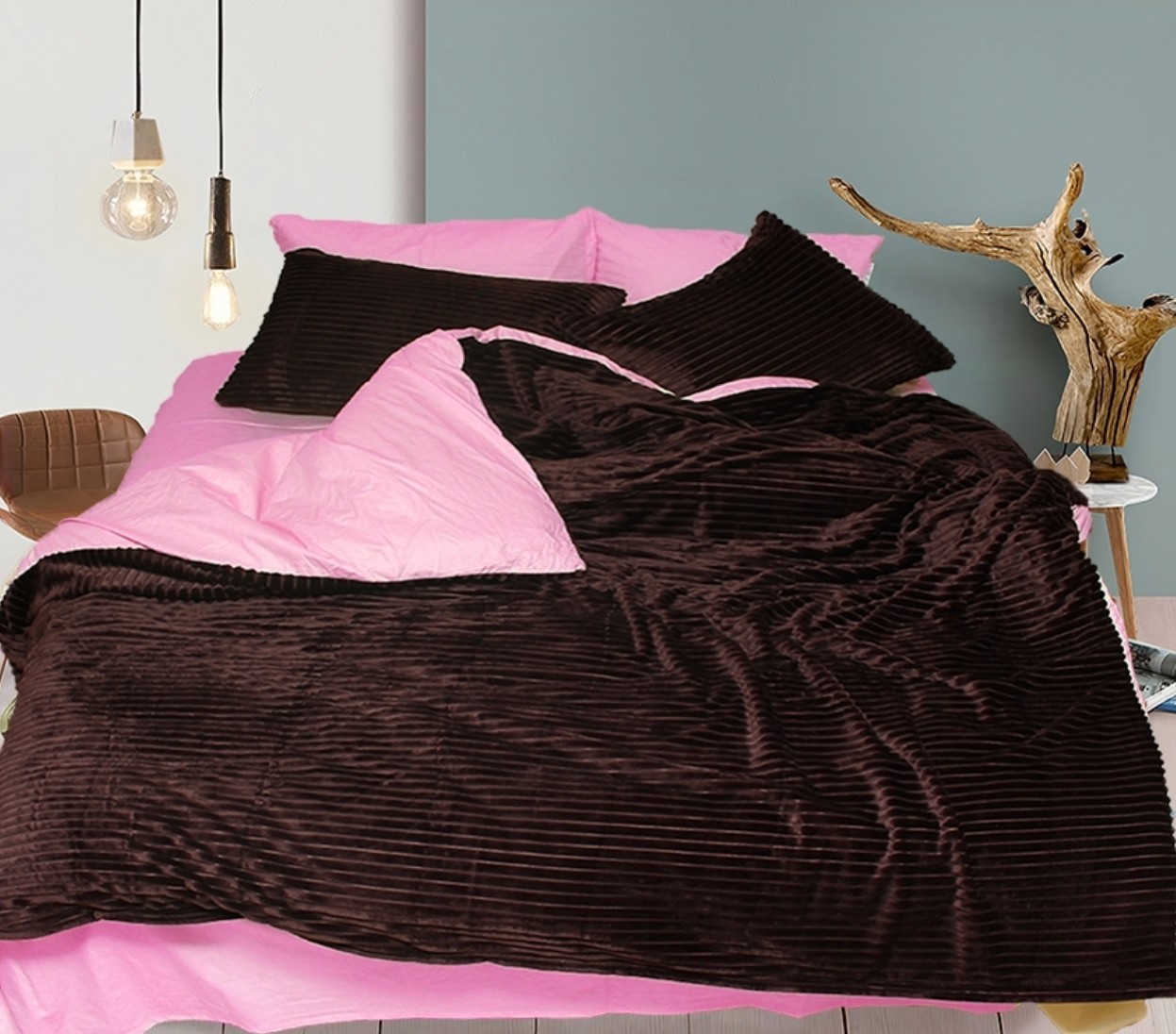 

Постельное белье TAG Зима-Лето Велсофт Сатин люкс 100% хлопок застежка молния 180х215 Коричнего-розовый 0911330973