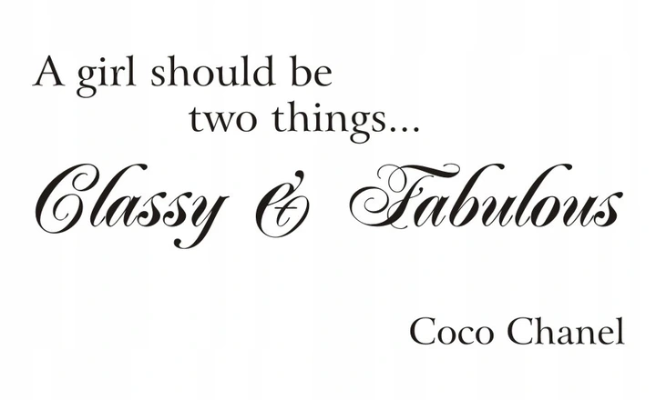 

Наклейка для интерьера Coco Chanel - Classy Fabulous... 100 х 50 см черный цвет Naklejkolandia Oracal (F-38)