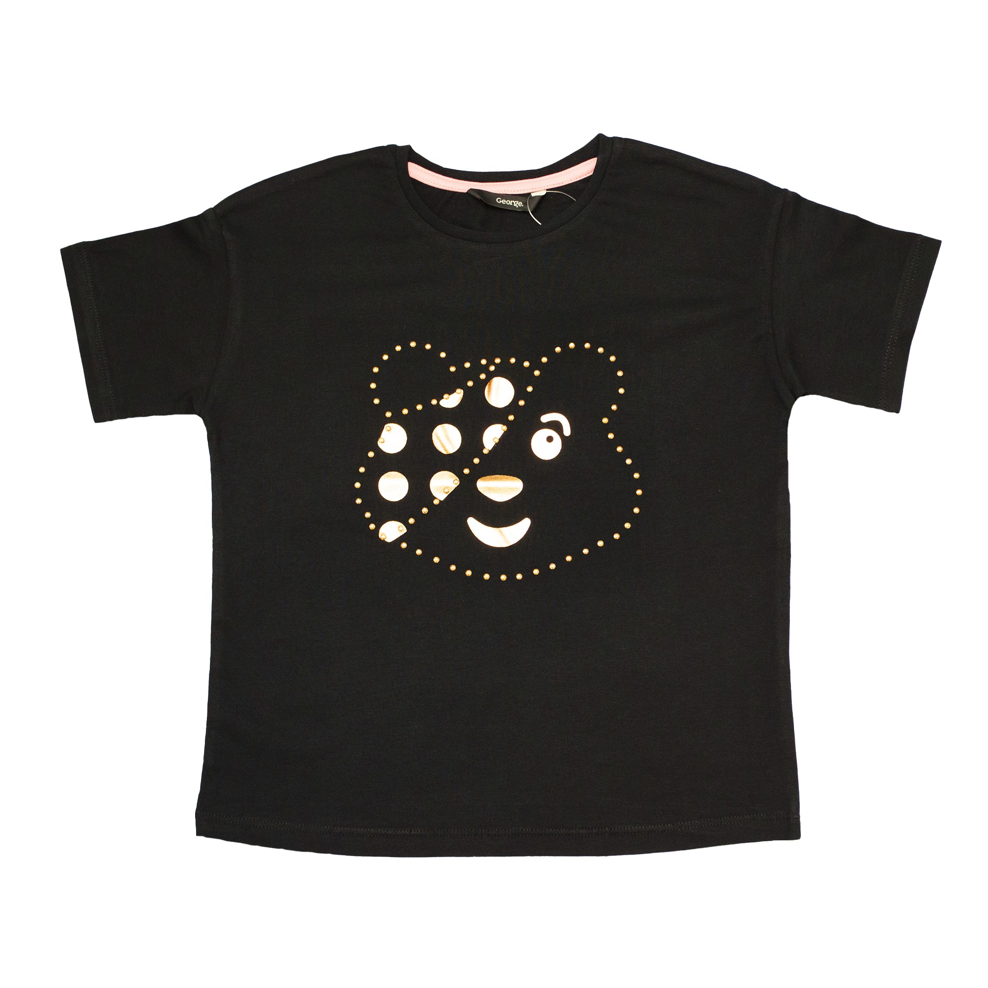 

Футболка с коротким рукавом для девочки ( 1 шт ) George чёрная с мишкой на лето 9-10 лет (135-140см) 1289