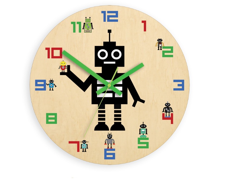 

Настенные часы деревянные для детской комнаты Modern Clock Robot