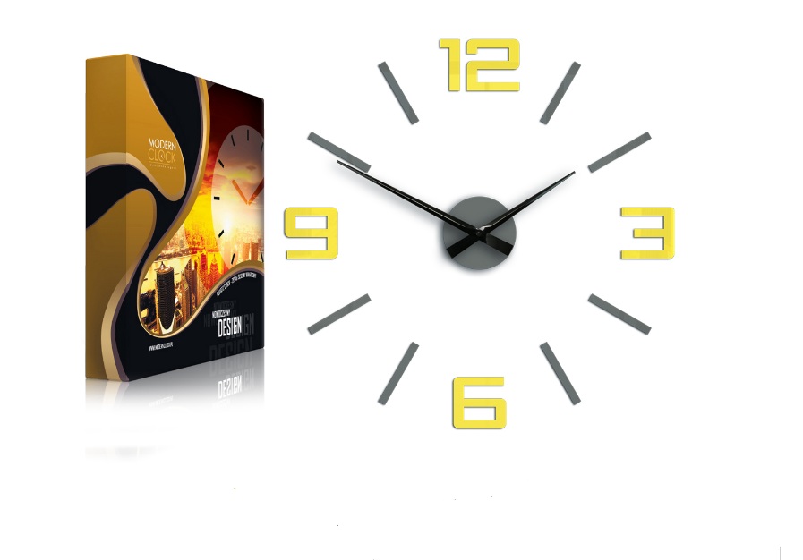 

Настенные часы Modern Clock Silver XL Yellow-Grey