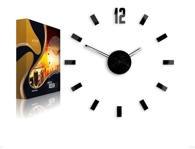 

Настенные часы Modern Clock 3D Diy черные диаметр 50 см