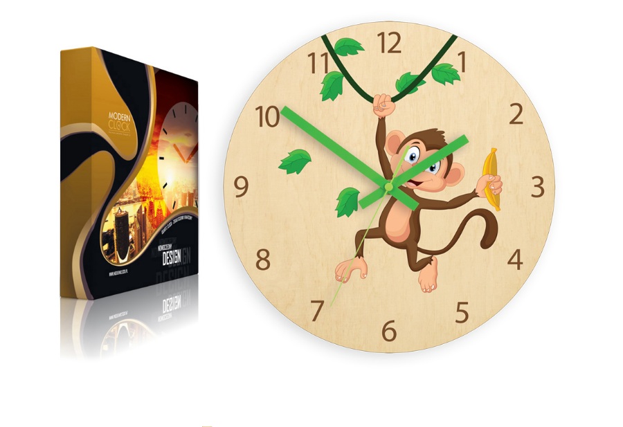 

Настенные часы деревянные для детской комнаты Modern Clock Monkey