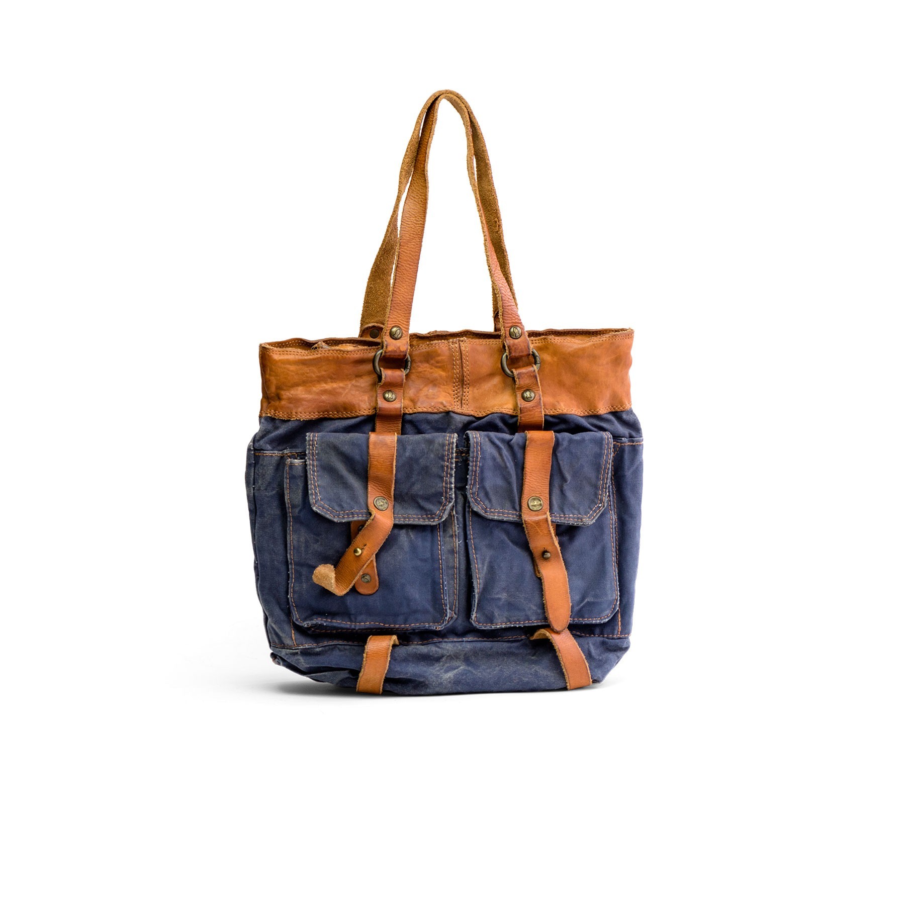 

Сумка Campomaggi blu+naturale C1265 TEVL, (20х30х10 см), синяя