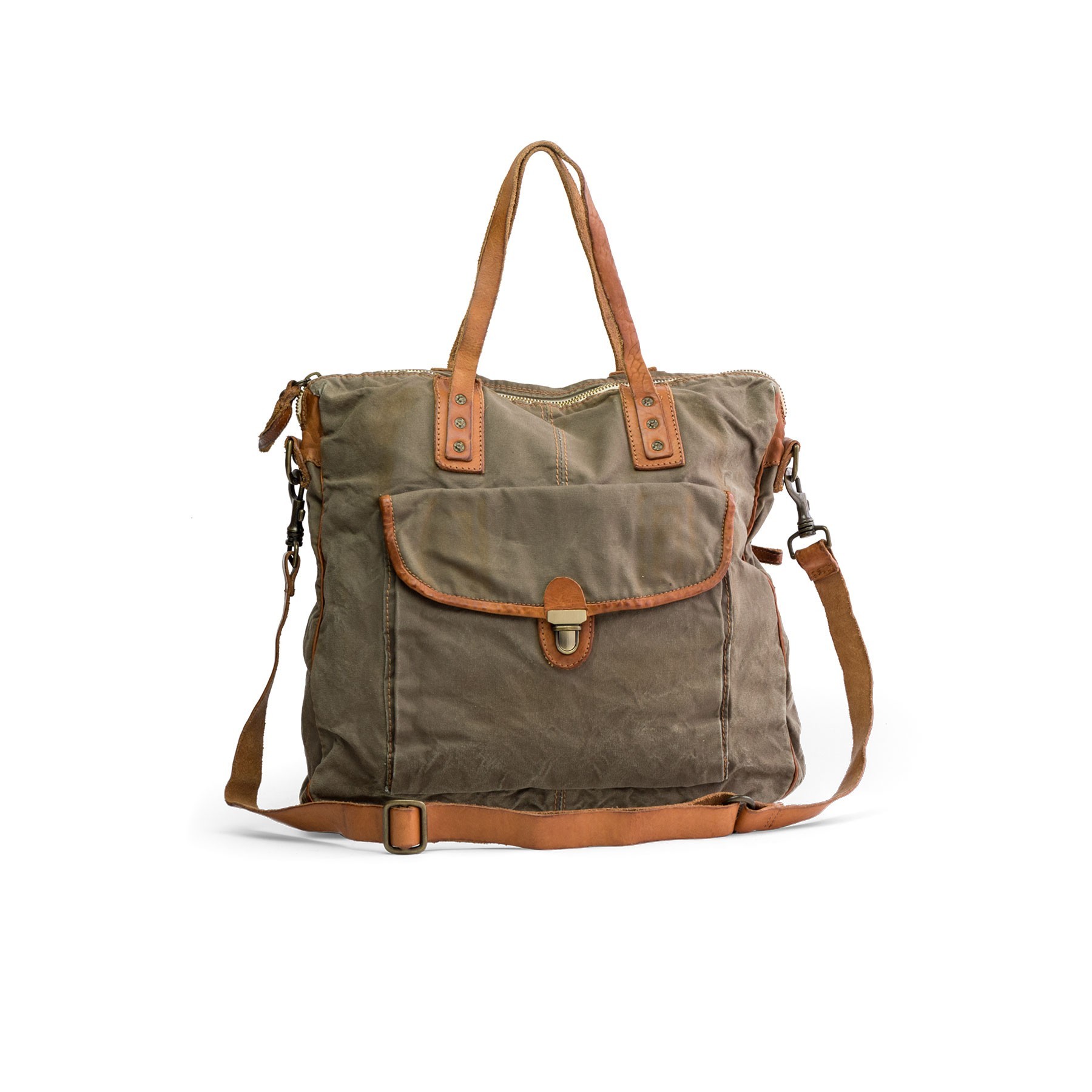 

Сумка Campomaggi militare+naturale C1352 TEVL, (37х33х10 см), коричневая