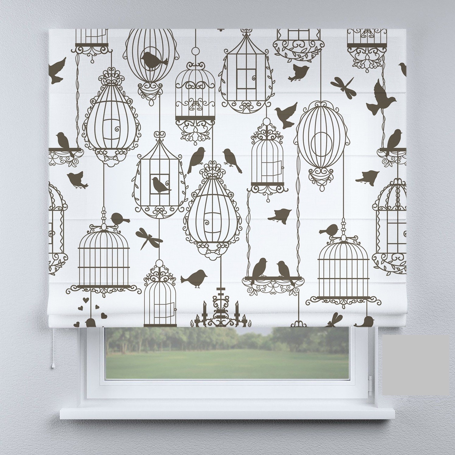 

Римские шторы DECOLIV птички на белом фоне 190*170 см