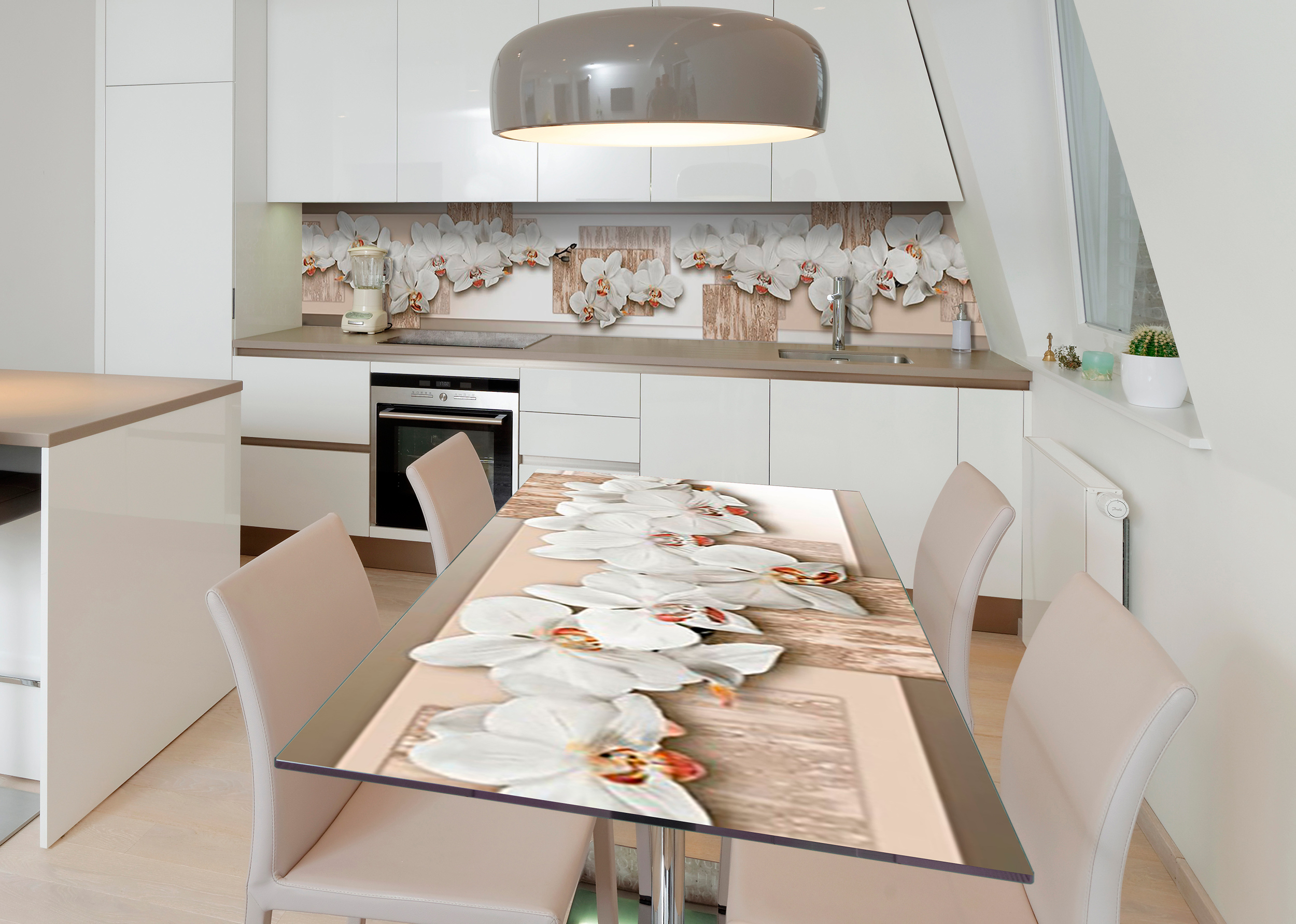 

Виниловая 3D наклейка на стол Zatarga Девственные орхидеи 600х1200 мм