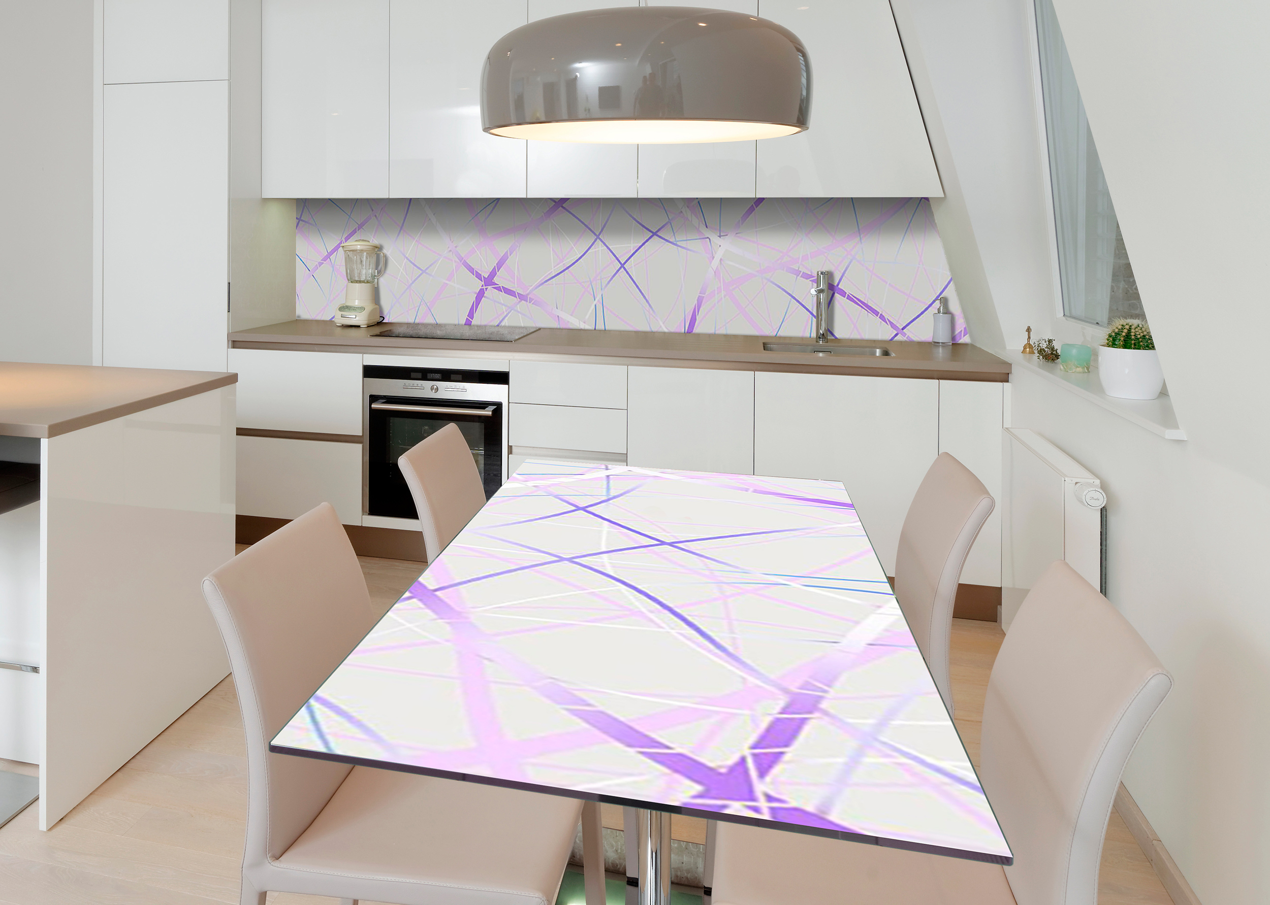 Акція на Виниловая 3D наклейка на стол Zatarga Фиолетовые ленты 600х1200 мм (Z182706st) від Rozetka UA