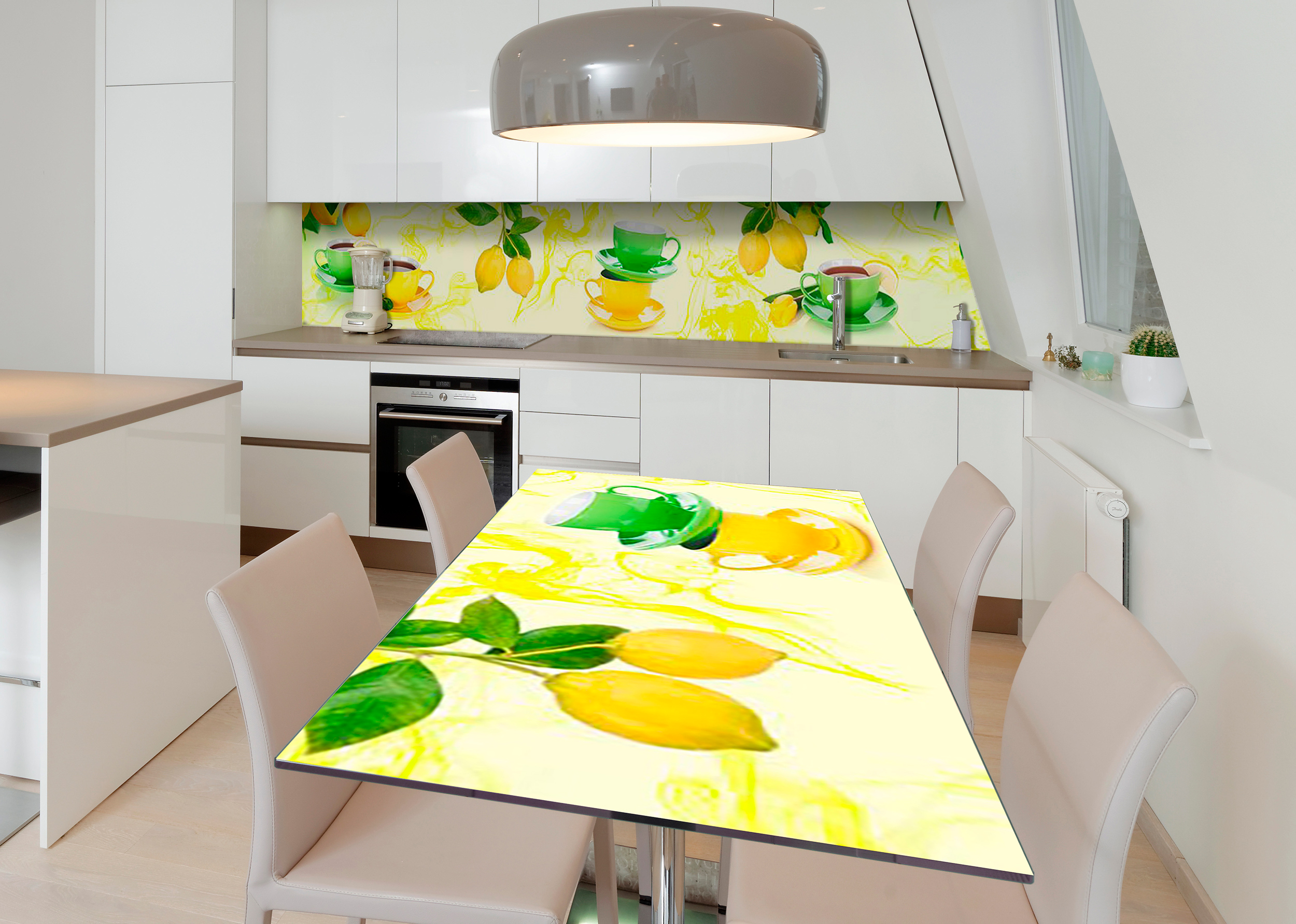 Акція на Виниловая 3D наклейка на стол Zatarga Чай с лимонами 600х1200 мм (Z182968st) від Rozetka UA