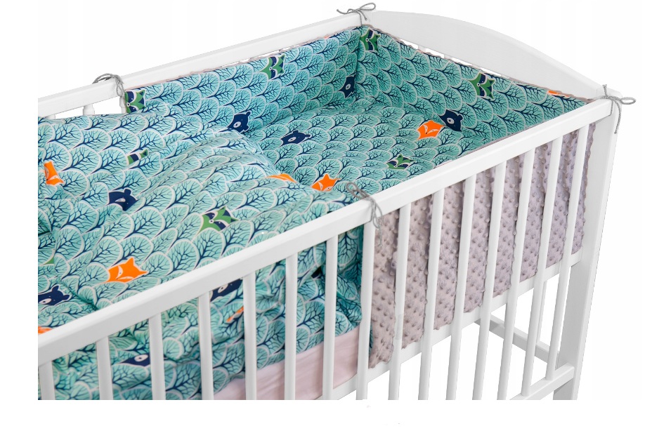 

Комплект в кроватку с бортиком BabyMam "Бирюзовый лес", 3 элемента