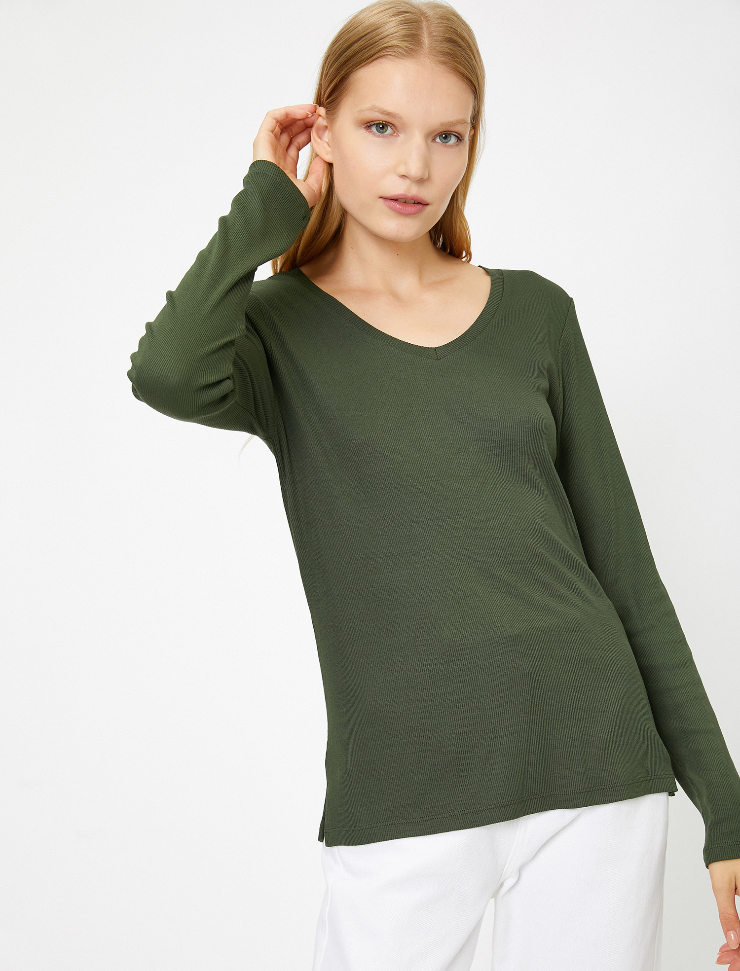 

Лонгслив Koton 0KAK12933UK-801  Khaki, Лонгслив Koton 0KAK12933UK-801 S Khaki
