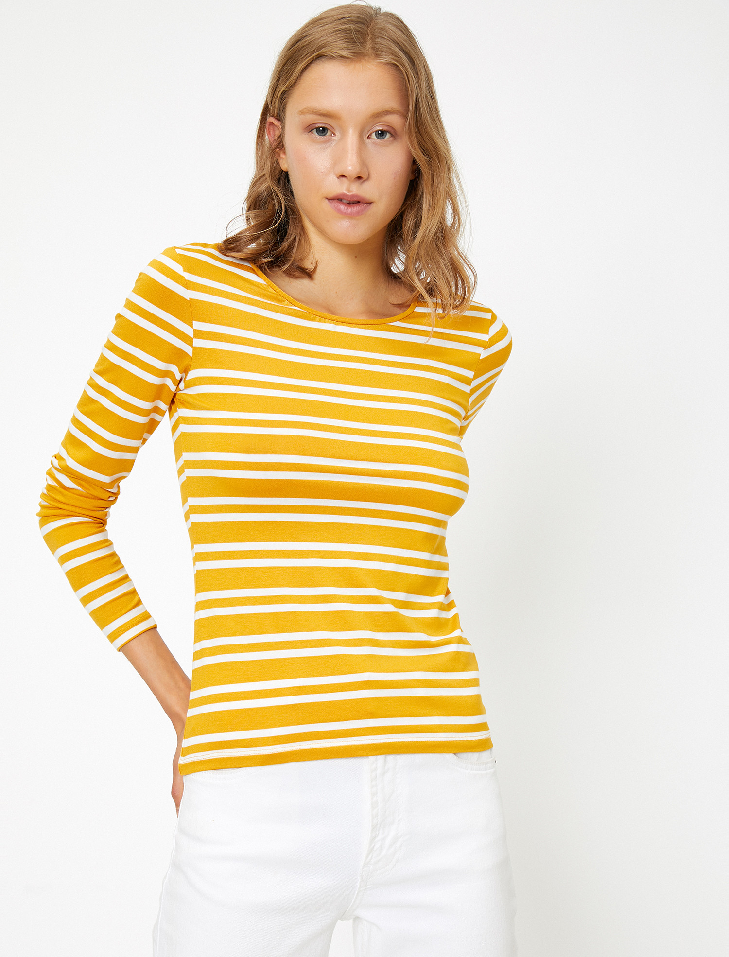 

Лонгслив Koton 0KAK12396OK-J59 M Mustart Stripe