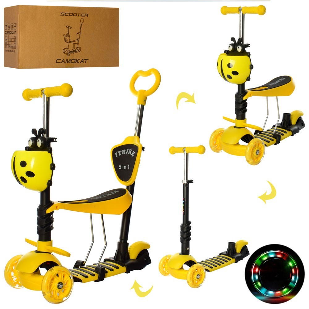 

Самокат 5 в 1 iTrike JR 3-026-Y Yellow Божья коровка