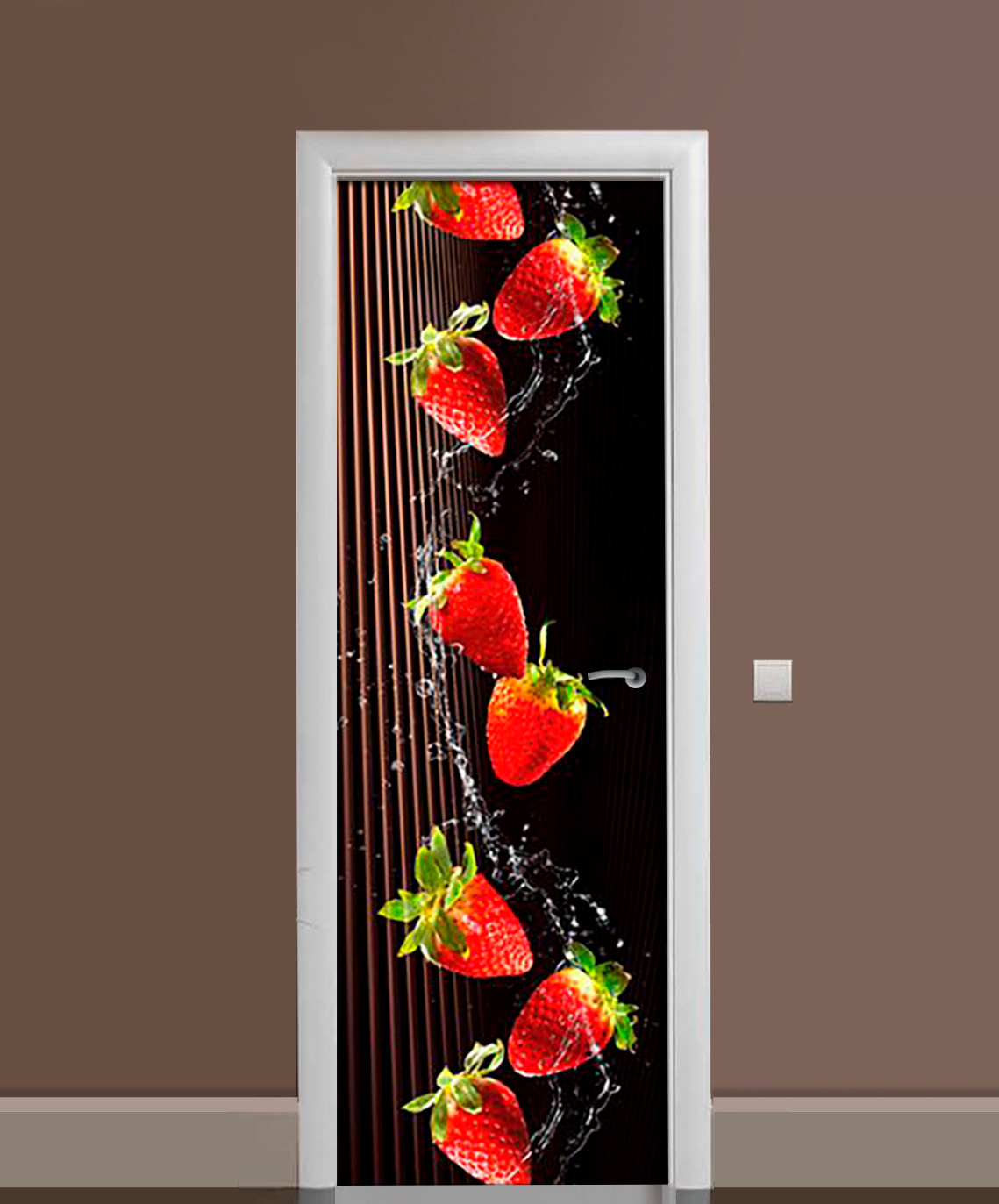 

Виниловая 3D наклейка на дверь Zatarga Клубничный букет 650х2000 мм