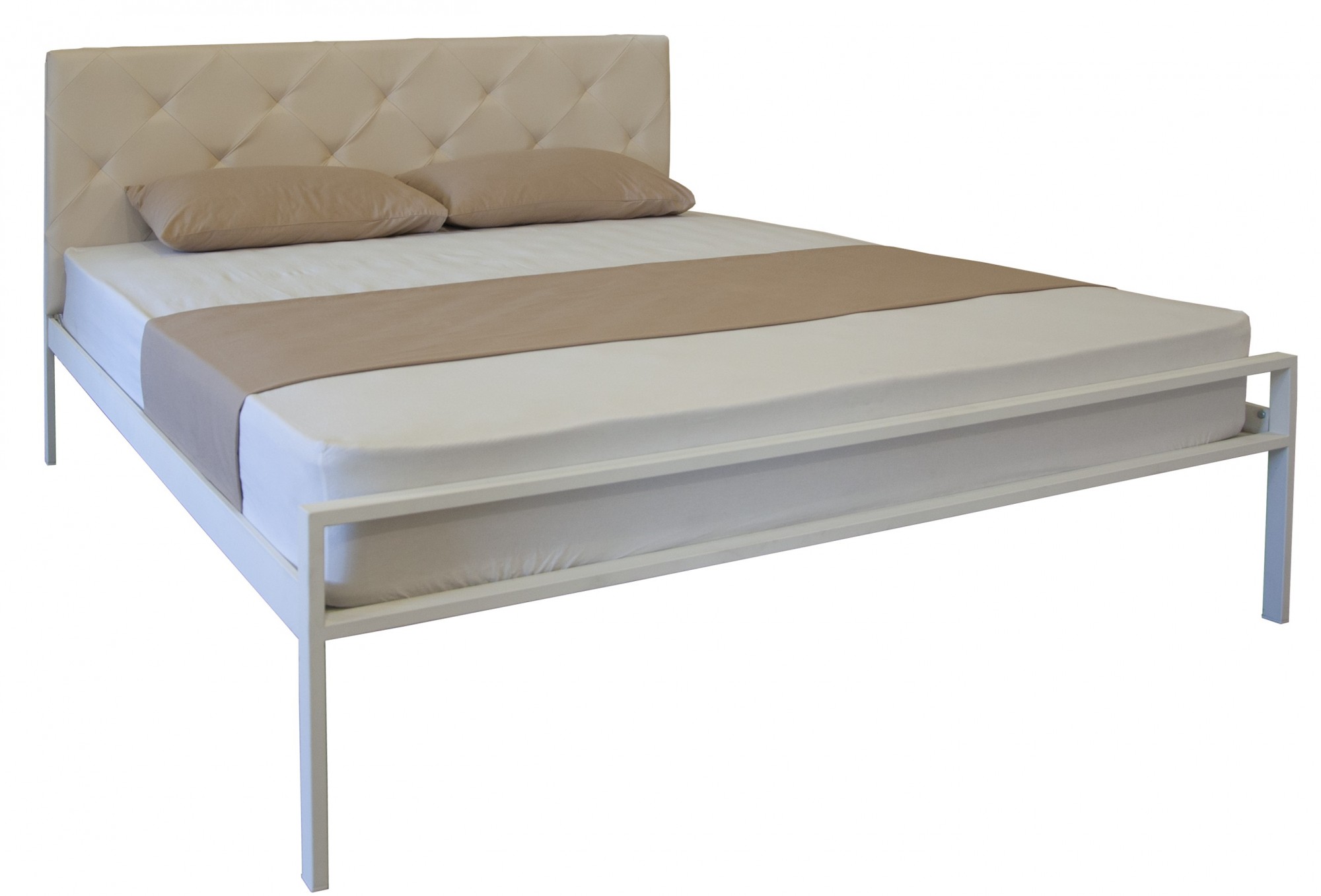

Кровать Melbi 120х190 см металл белый + бежевый Бланка 02