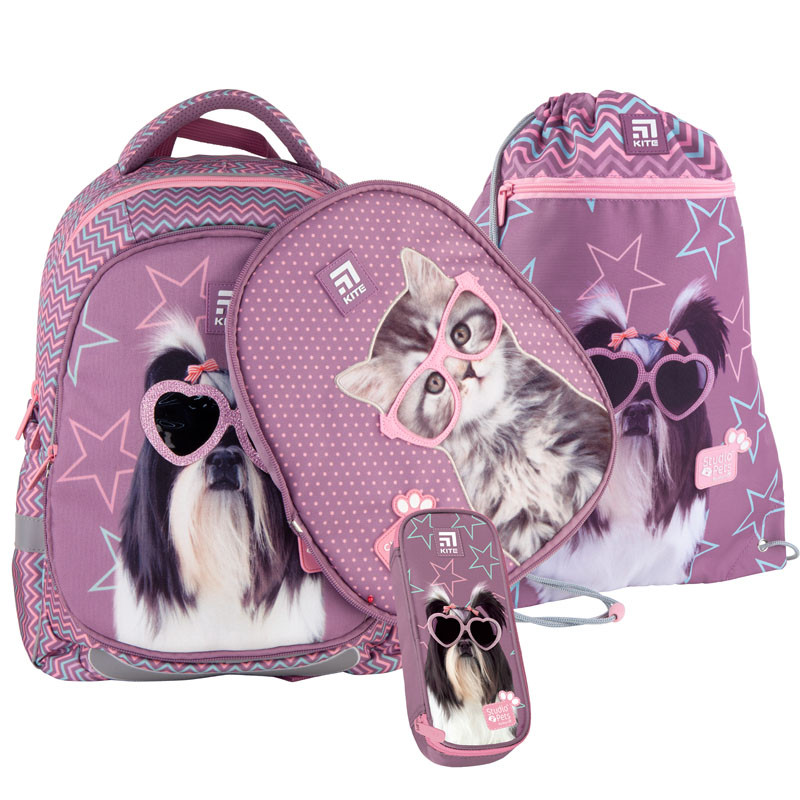 

Школьный набор рюкзак + пенал + сумка Kite Studio Pets (SP21-700M(2p)) 720 г 38x28x16 см 18 л фиолетовый