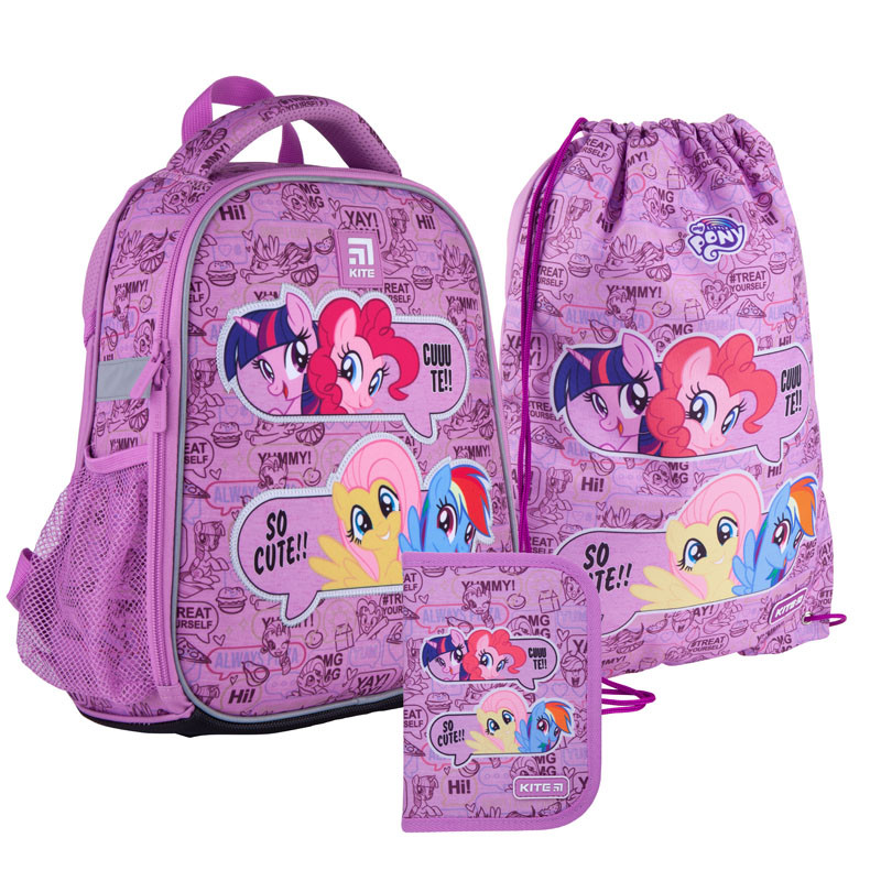 

Школьный набор рюкзак + пенал + сумка Kite My Little Pony (LP21-555S) 800 г 35x26x13,5 см 12 л фиолетовый