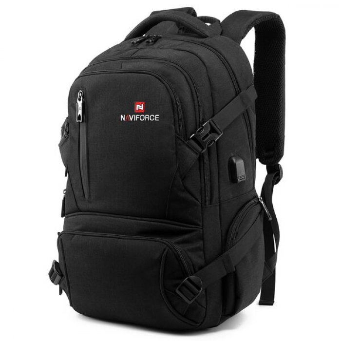 

Рюкзак городской Naviforce Base с отделением для ноутбука 17" + USB порт 46 х 30 х 21 см Черный