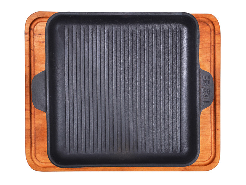 

Сковорода гриль чугунная Brizoll 18х18х2,5 см квадрат.+доска 181825Г+Д