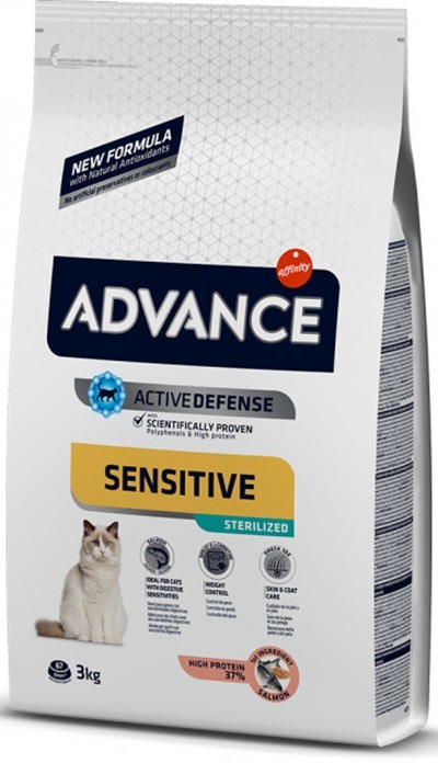 

Сухий корм для стерилізованих котів з чутливим травленням Advance Cat Sterilized Salmon Sensitive з лососем 3 кг (8410650167909)