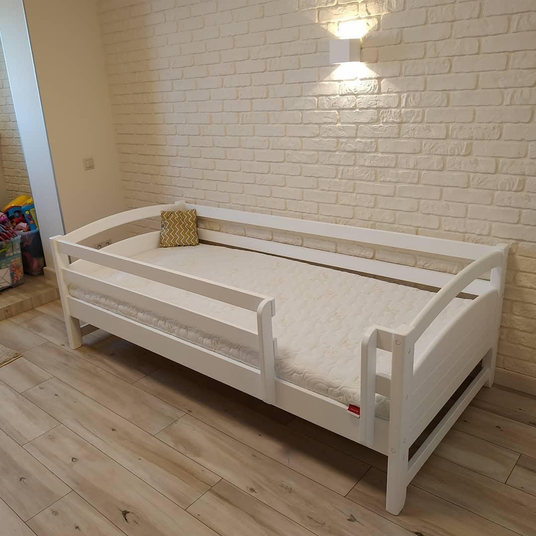 

Кровать односпальная тахта RainbowDream Милана 80х200 см белый массив ольхи, без ящиков с бортом