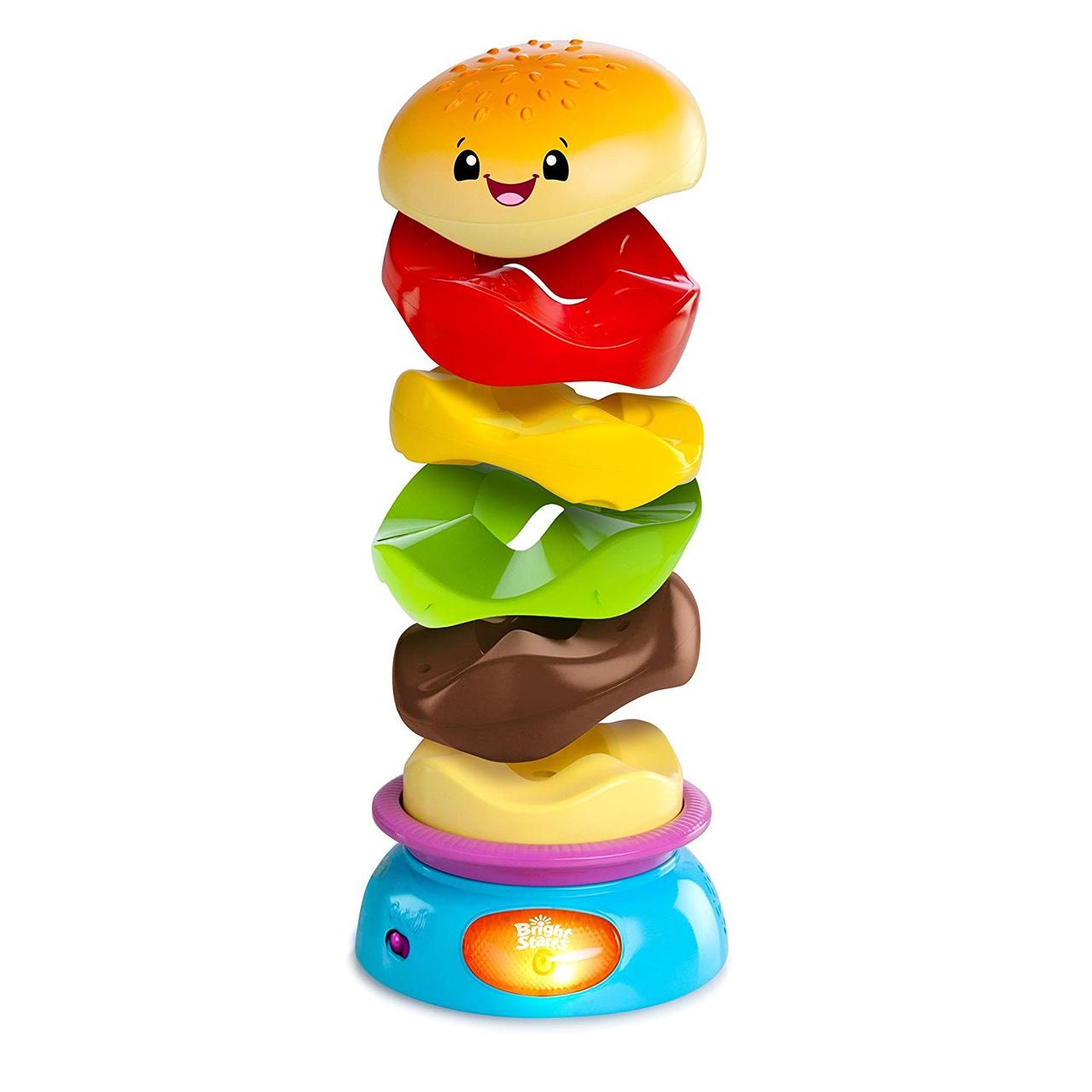 

Развивающая игрушка пирамида Bright Starts Веселый бутерброд Giggling Gourmet Stack and Spin Burger (52126)