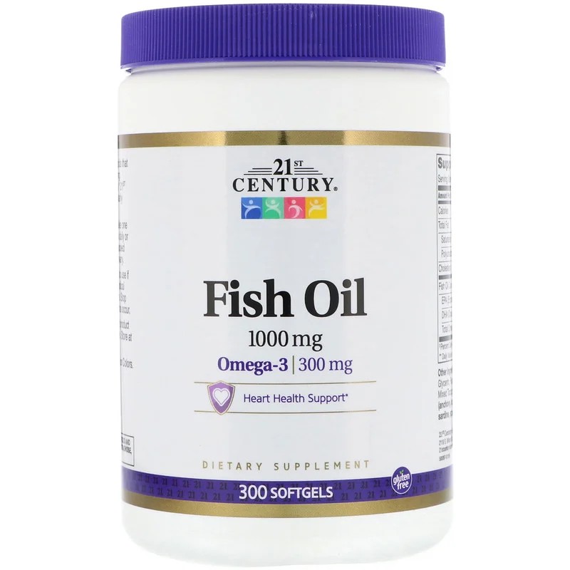 

Жирные кислоты 21st Century Fish Oil 1000 мг 300 капсул