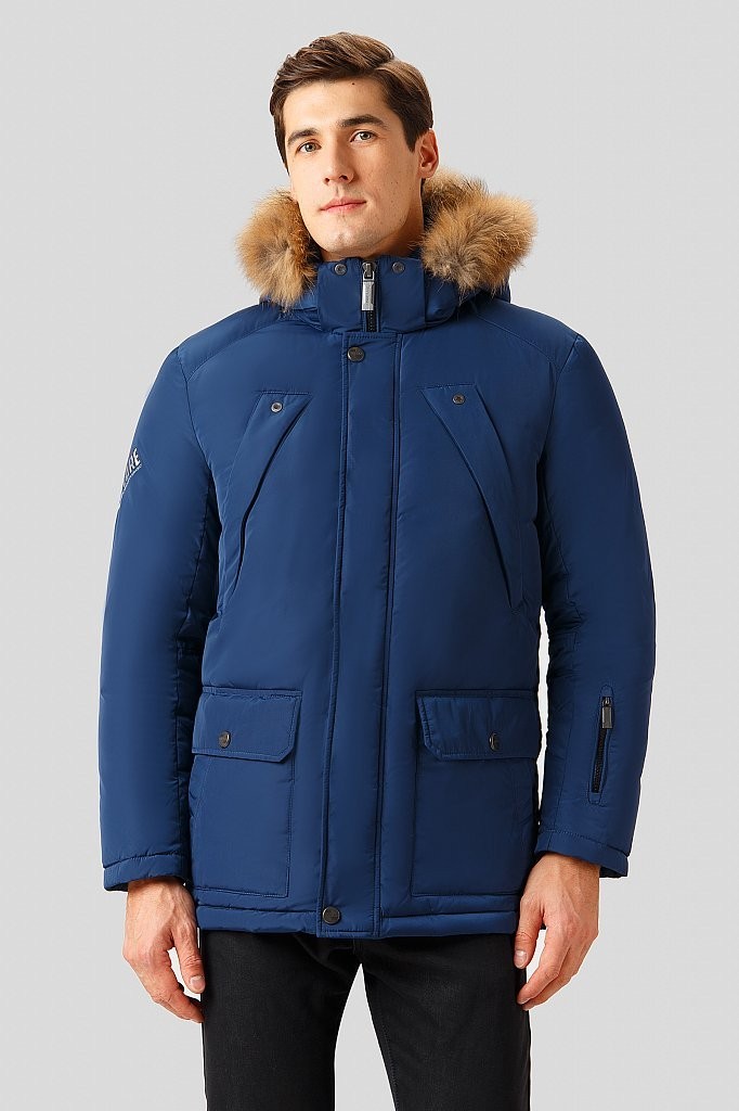 

Мужской пуховик с меховой опушкой Finn Flare W18-42007-114  Cиний, Мужской пуховик с меховой опушкой Finn Flare W18-42007-114 L Cиний
