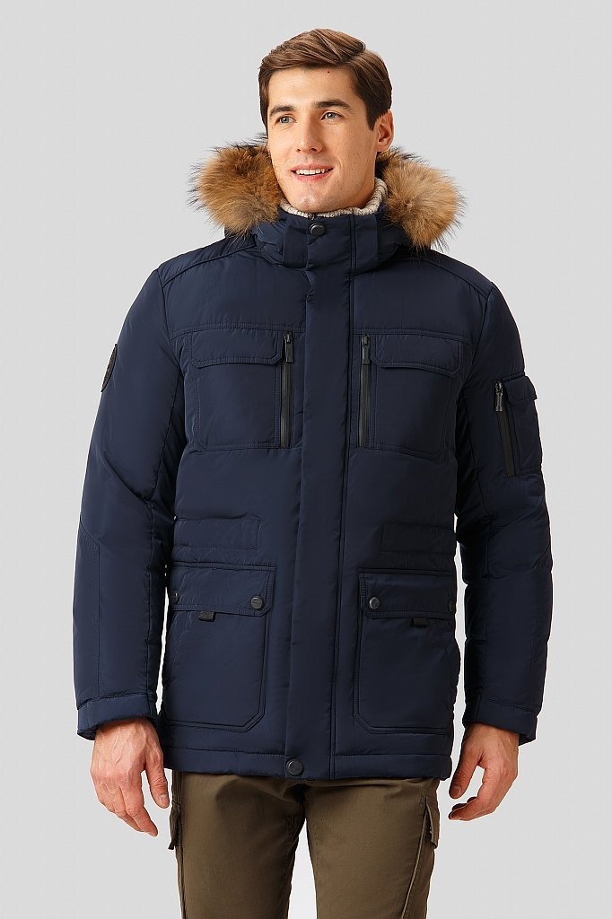 

Мужской пуховик с меховой опушкой Finn Flare W18-22005-101  Темно-синий, Мужской пуховик с меховой опушкой Finn Flare W18-22005-101 3XL Темно-синий