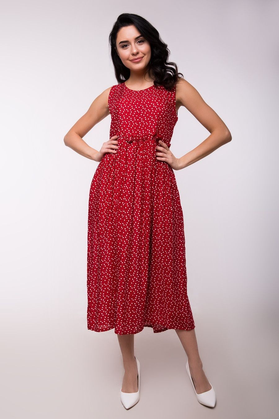 

Летнее платье oversize c завышенной талией Jesstore С8600-6 XL Красное
