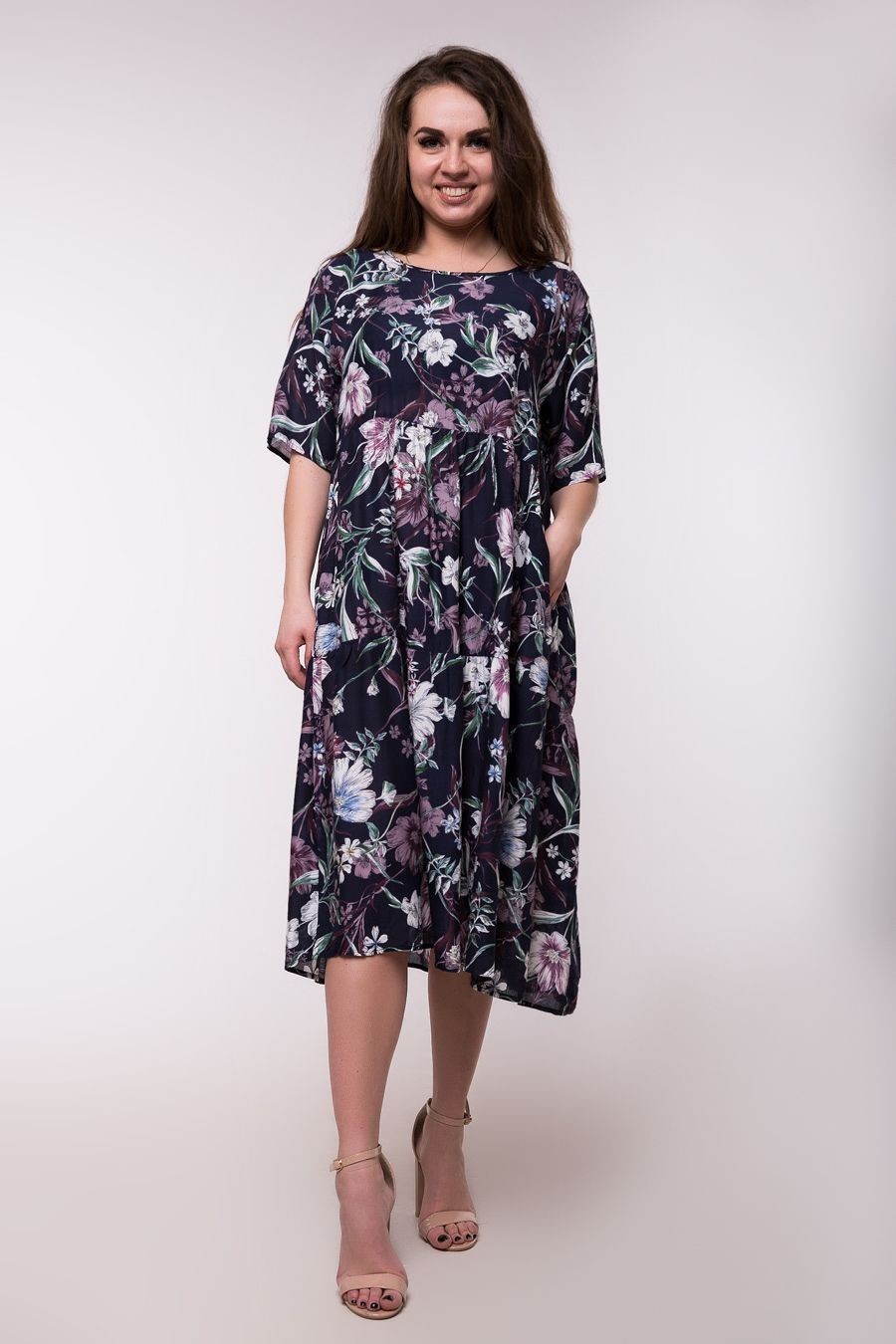 

Летнее ярусное платье Jesstore С8400-4 5XL Темно-синее