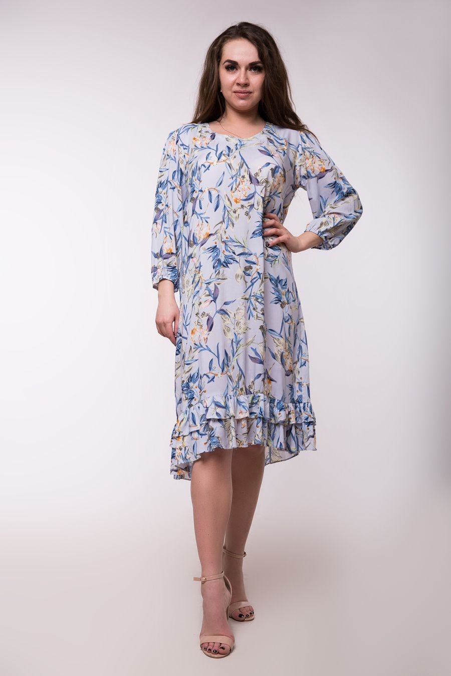 

Летнее платье с рюшей Jesstore С8200-5 5XL Голубое