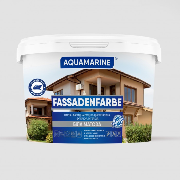 

Краска фасадная Fassadenfarbe "AQUAMARINE" Корабельная 14 кг