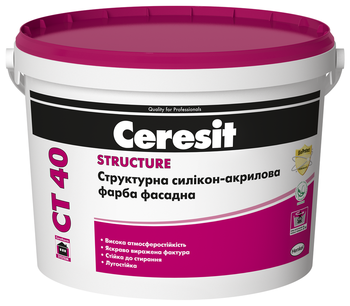 

Структурная силикон акриловая краска фасадная Ceresit СТ 40 База 10л