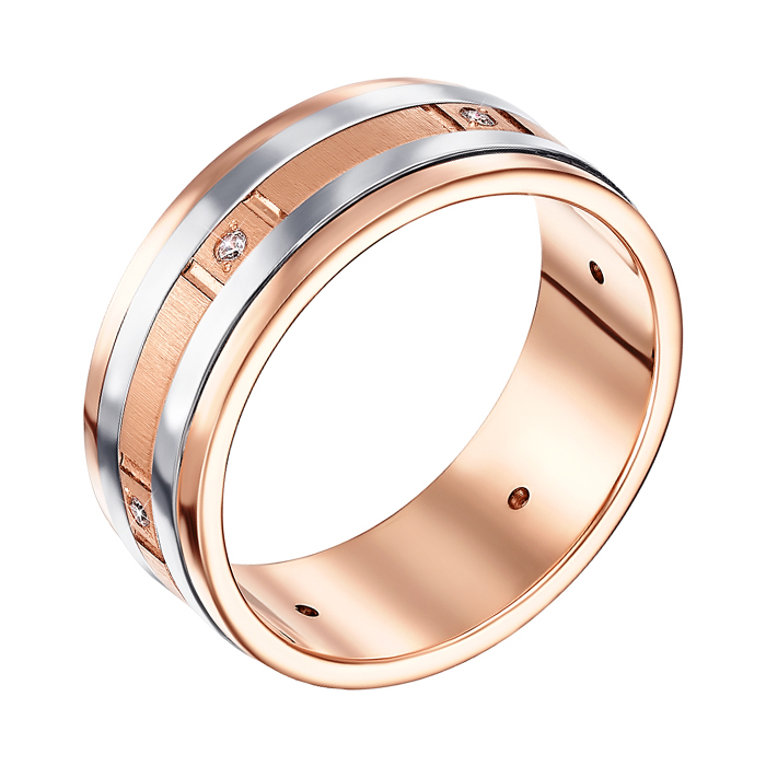 

Золотое обручальное кольцо в комбинированном цвете с бриллиантами 000141329 16.5 размера