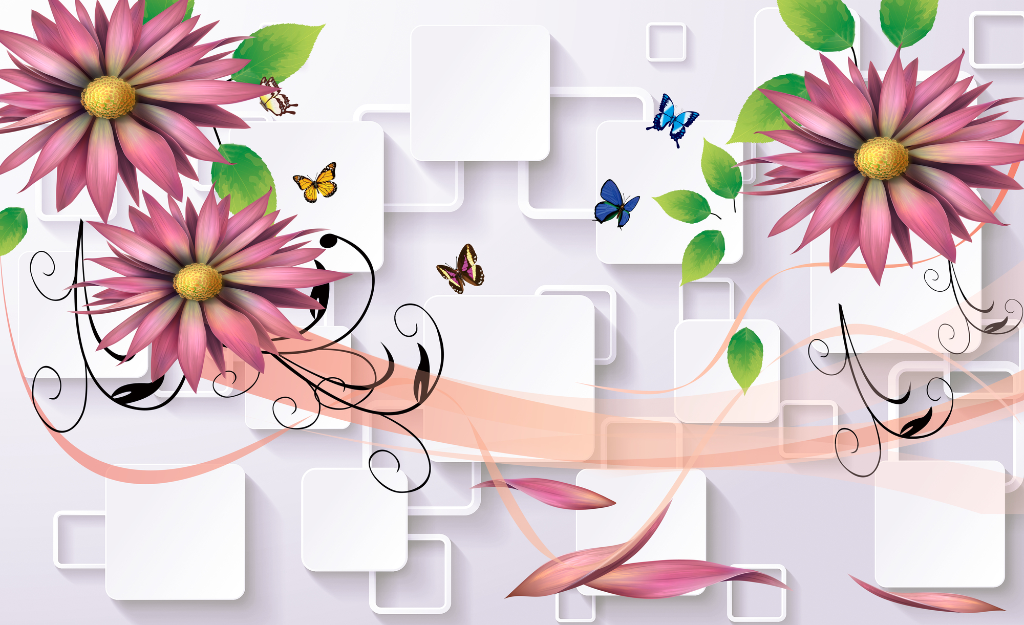 

Фотообои 3D '3D Цветы' (3486) , Холст