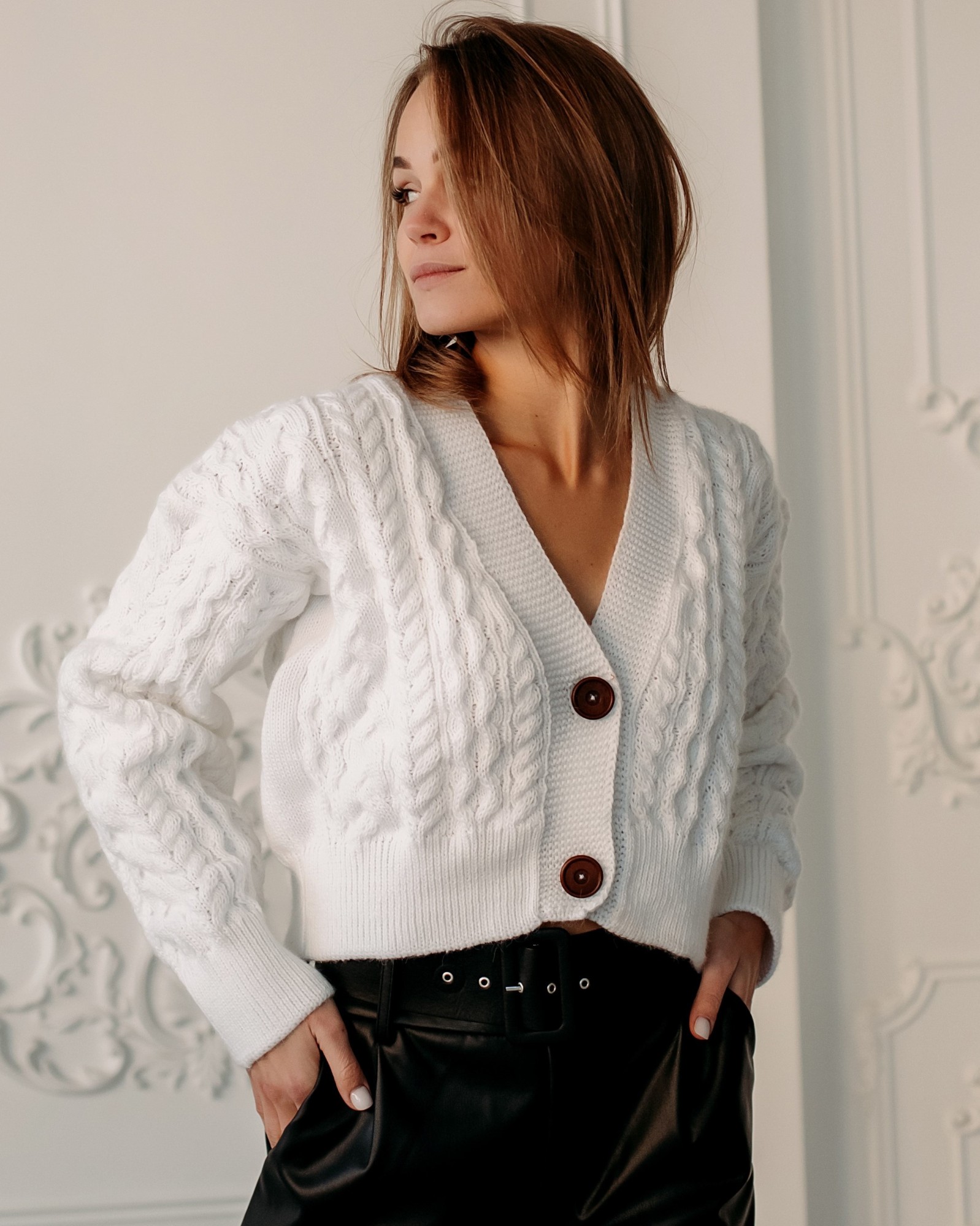 

Кардиган вязаный Verevka Braid  белый, Кардиган вязаный Verevka Braid One size белый