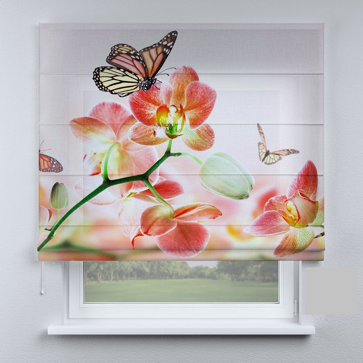 

Римские шторы DECOLIV орхидея с бабочками 40*170 см