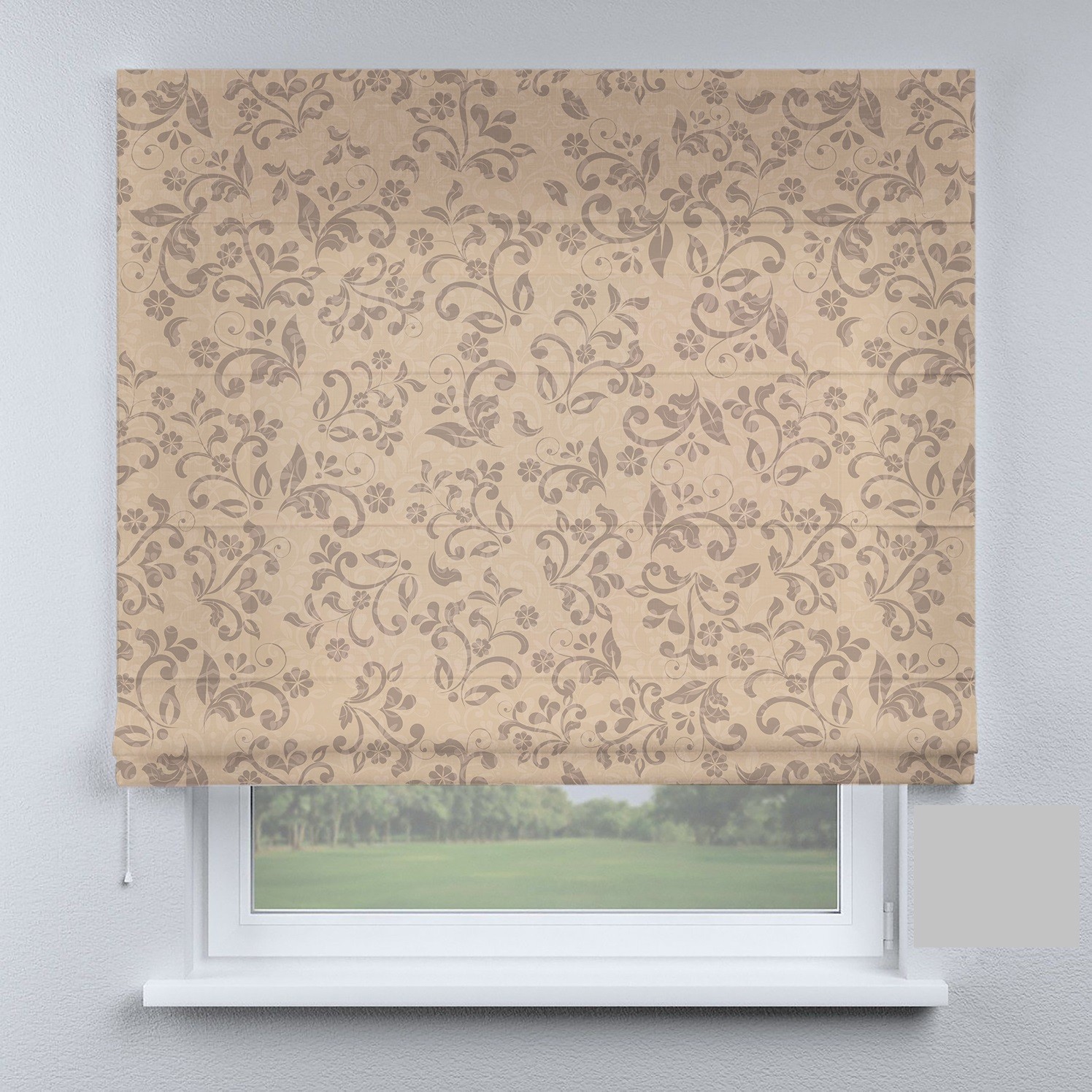 

Римские шторы DECOLIV модерн с вензелями коричневыми 120*170 см