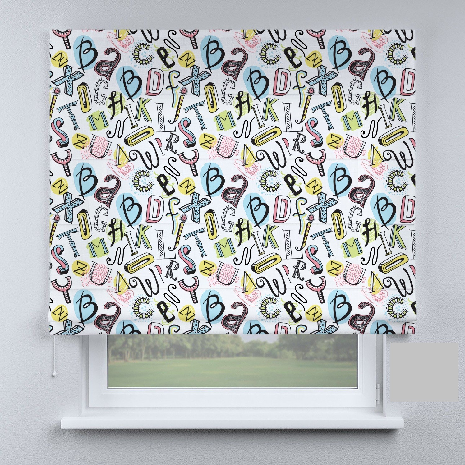 

Римские шторы DECOLIV алфавит разноцветный 100*170 см