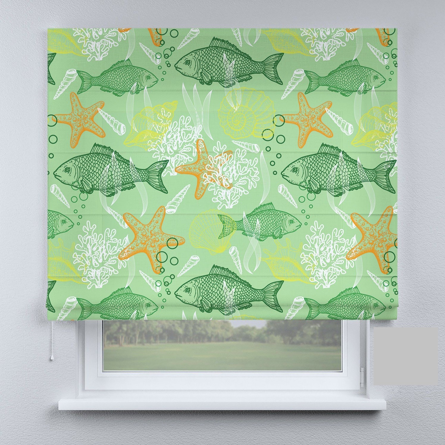 

Римские шторы DECOLIV рыбки зеленые 130*170 см