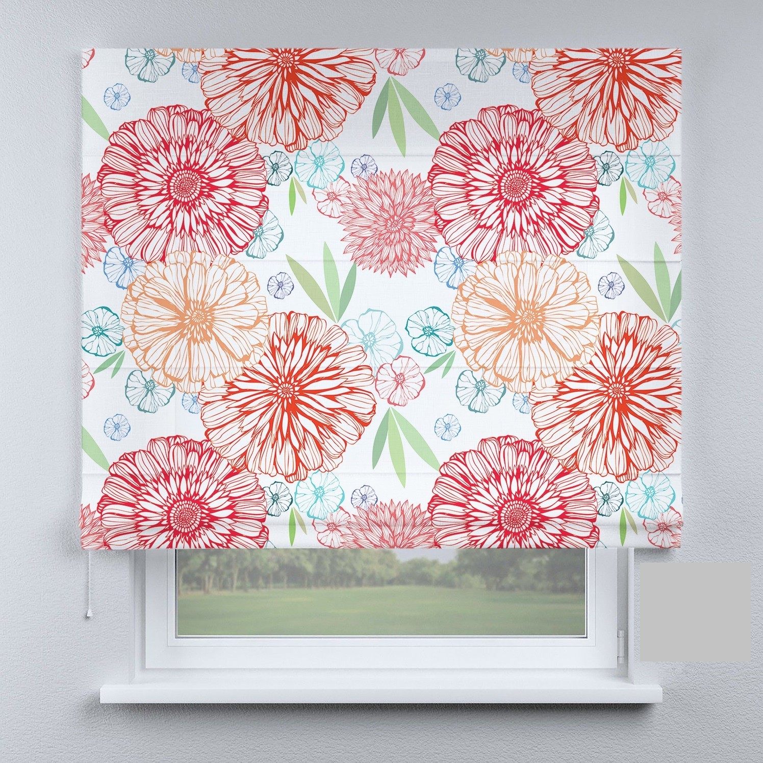 

Римские шторы DECOLIV цветы красные большие 60*170 см