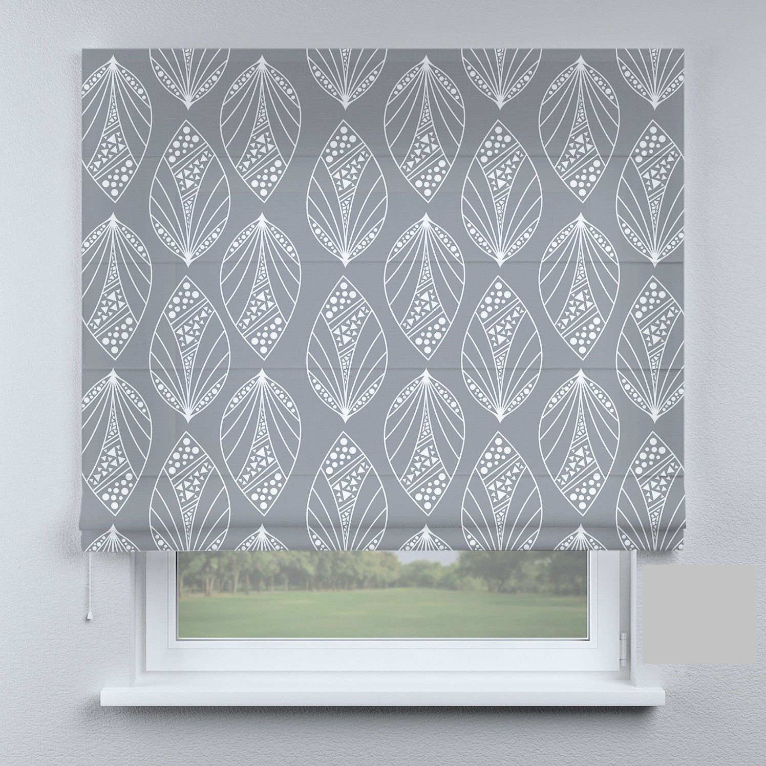 

Римские шторы DECOLIV прованс листья серые 280*170 см