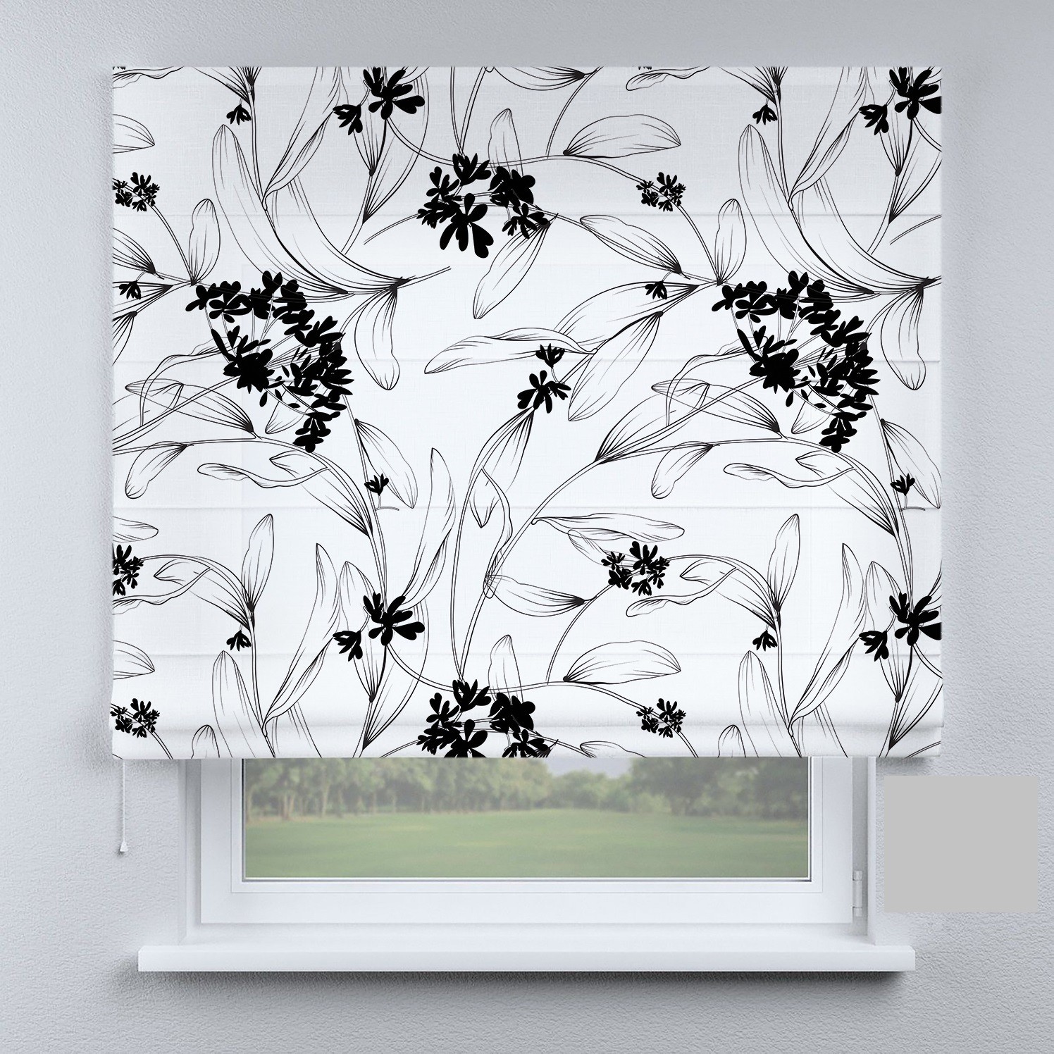 

Римские шторы DECOLIV черно-белые ветки цветов 240*170 см